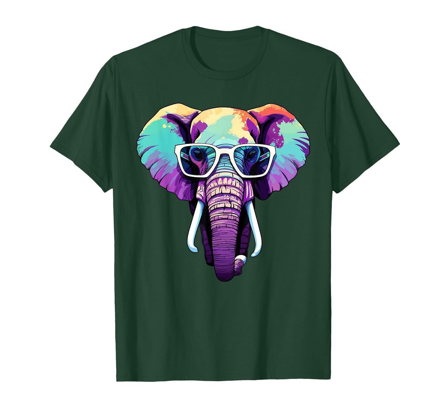 Funny Elephant Face with Sunglasses Colorful Elephant Lovers T-Shirt