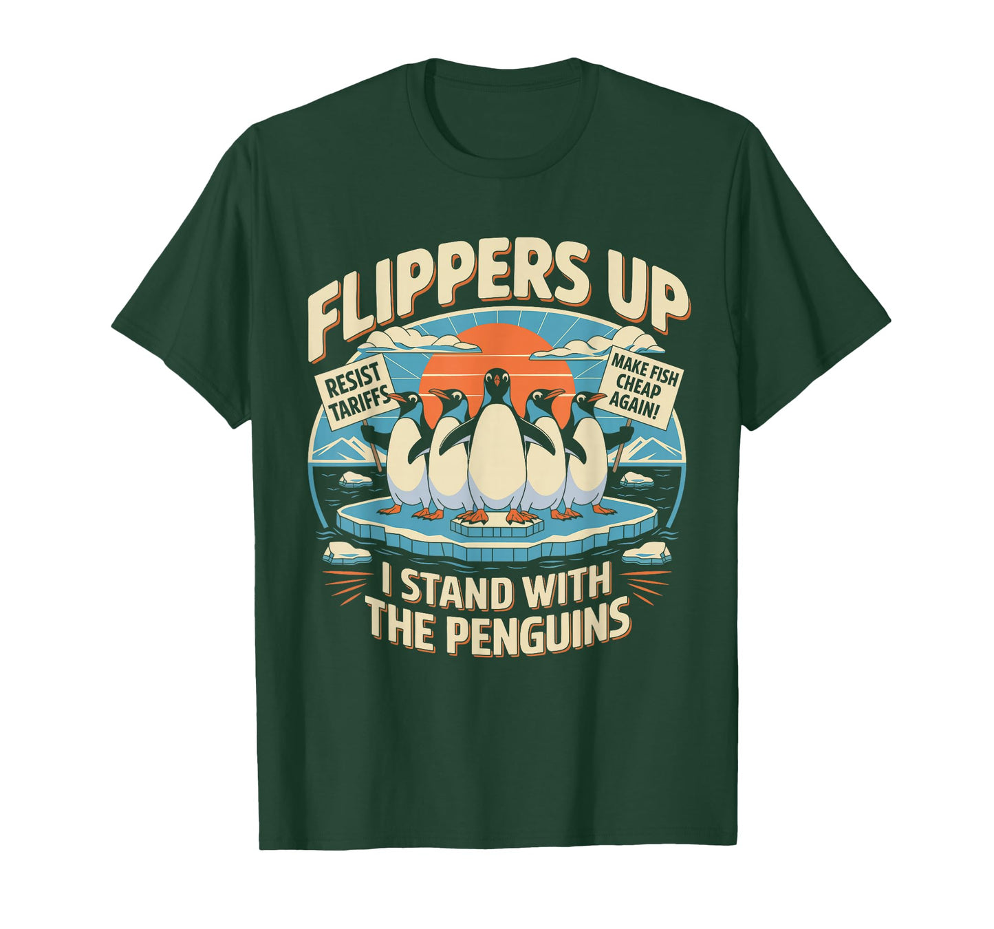 Funny Resist Penguins Protest Against Tariffs T-Shirt