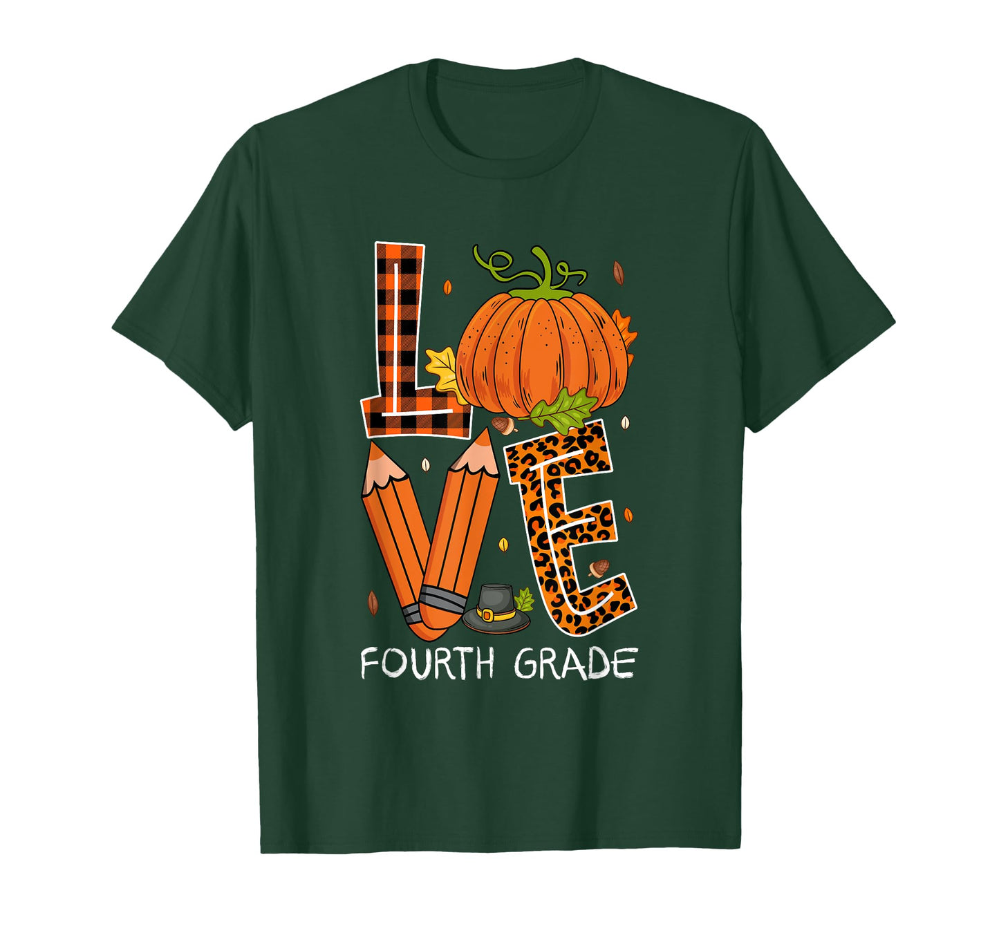 Love Fourth Grade Costume Pumpkin Pencils Thanksgiving Fall T-Shirt