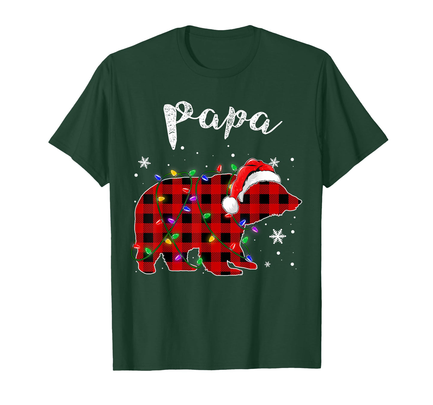 Red Plaid Papa Bear Buffalo Matching Family Pajama Christmas T-Shirt