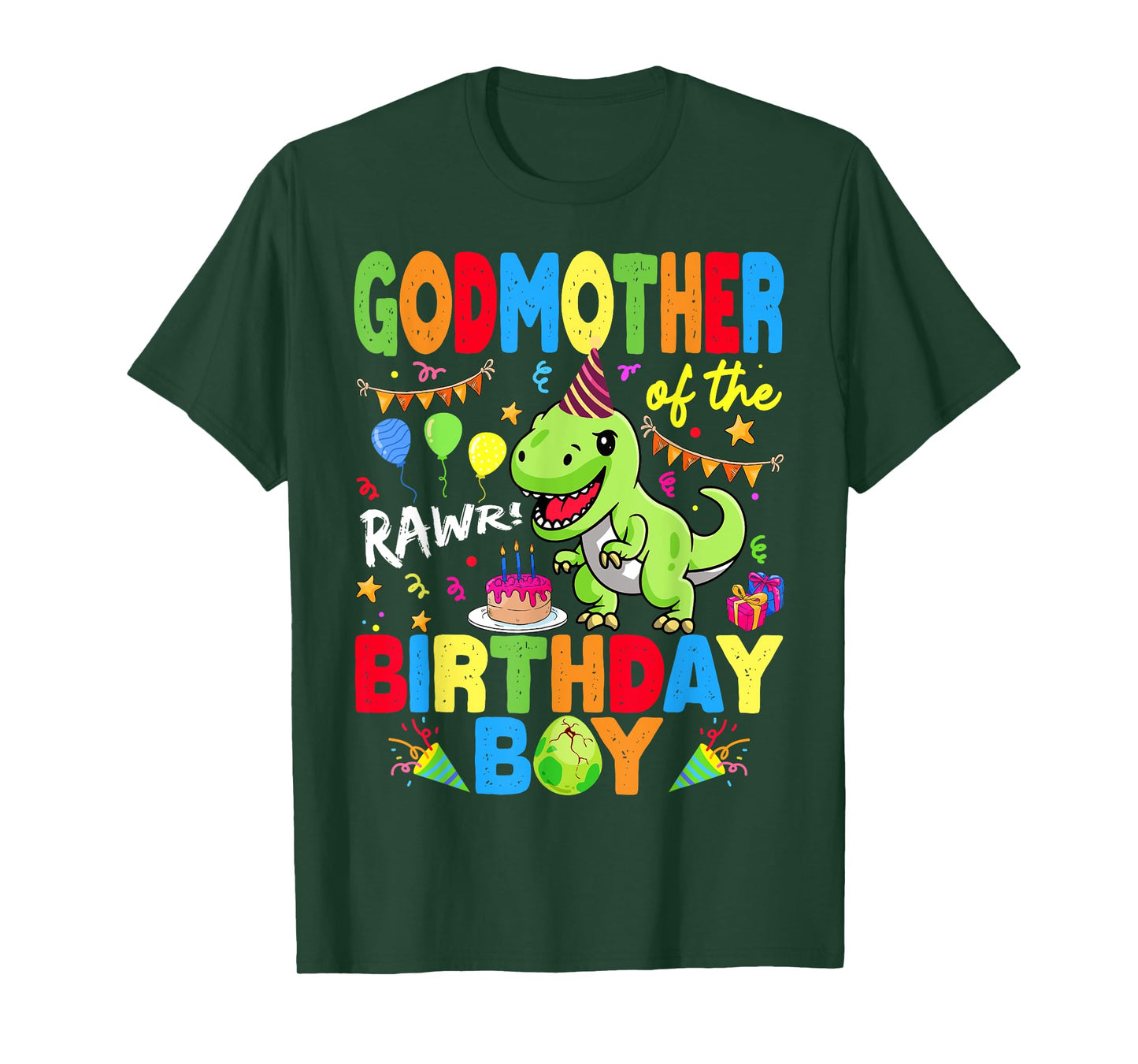 GodMother Of The Birthday Boy Dinosaur T-Rex RAWR T-Shirt