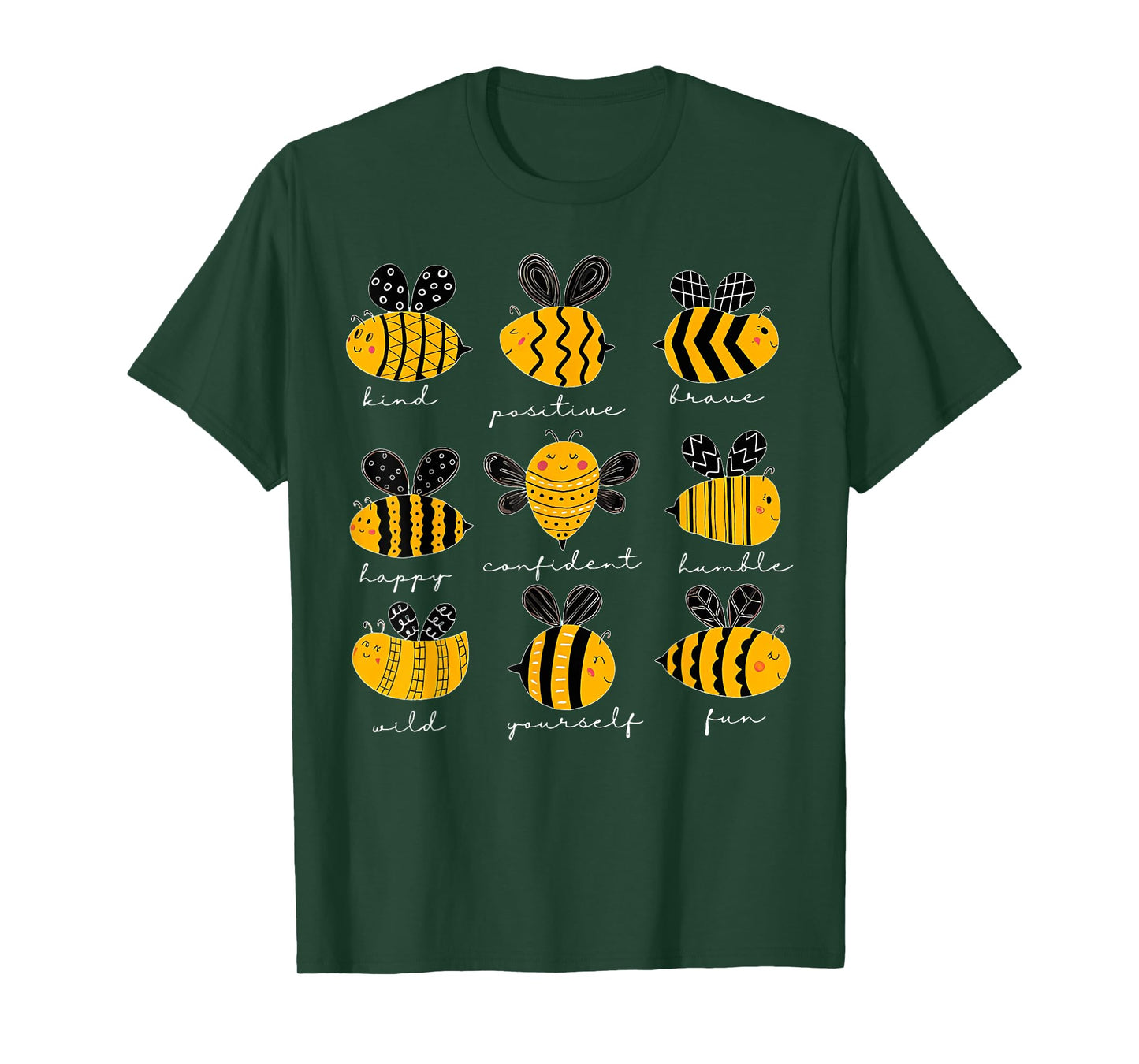 Bee Kind Positive Brave Happy Confident Humble Teacher T-Shirt