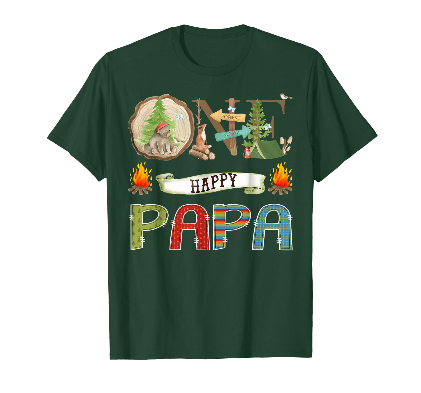 One Happy Papa Camper 1St Birthday Camping Bear T-Shirt