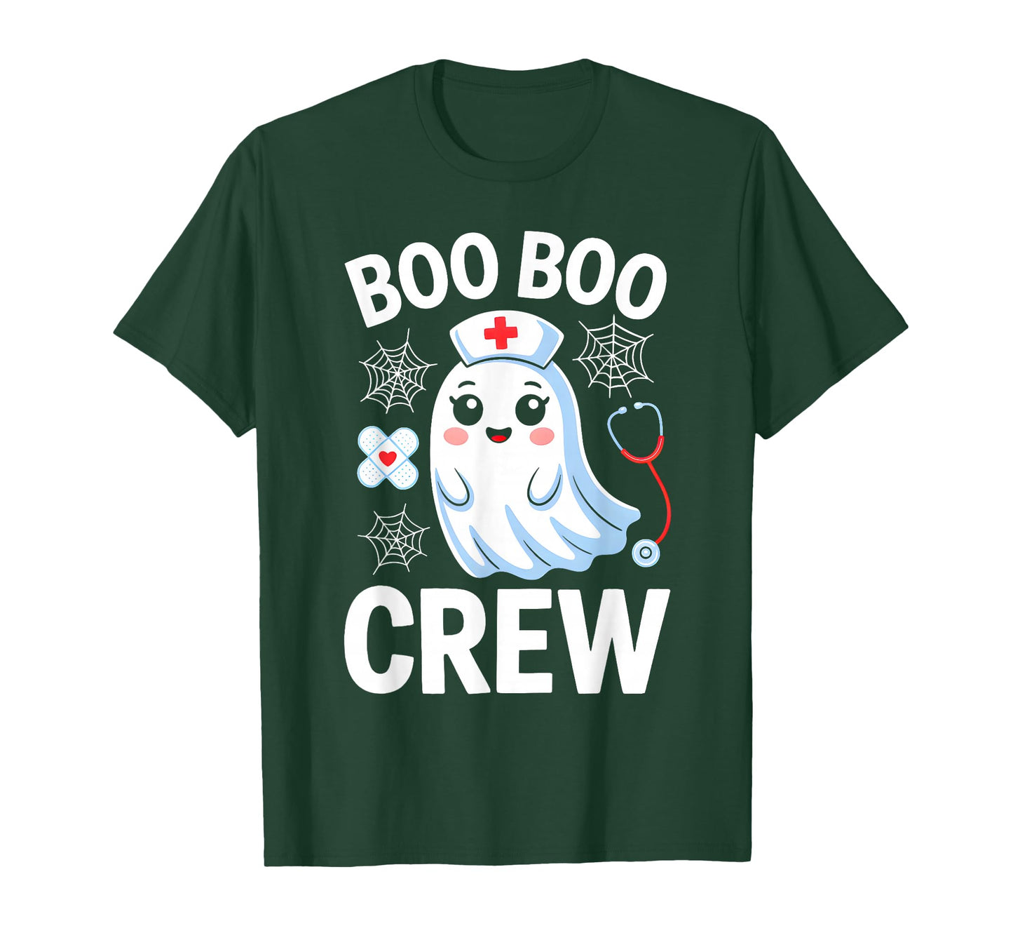 Boo Boo Crew Nurse Ghost Halloween Scrub Top Nursing Women T-Shirt