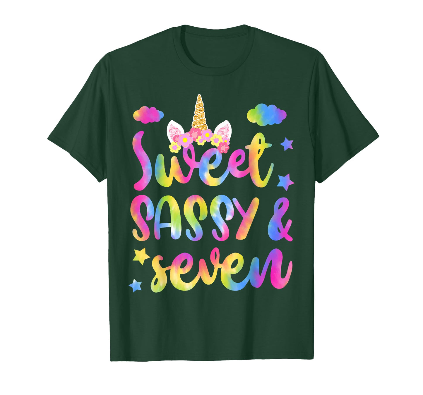 Kids Sweet Sassy And Seven Cute Unicorn 7th Birthday Girl T-Shirt