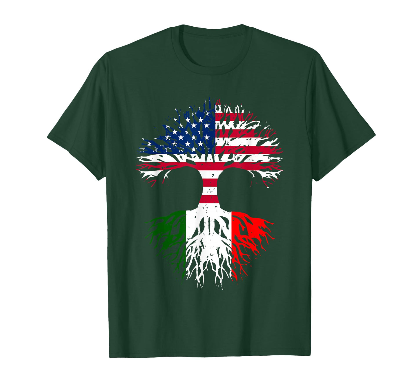 Italian Roots American Grown Tree USA Flag Funny Italy Flag T-Shirt