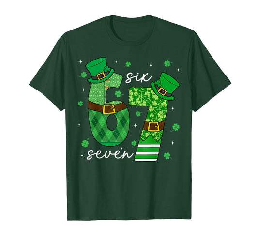 Funny Six Seven St Patricks Day Shirts Kids Boys 6 7 Meme T-Shirt - T-Shirt | Forest