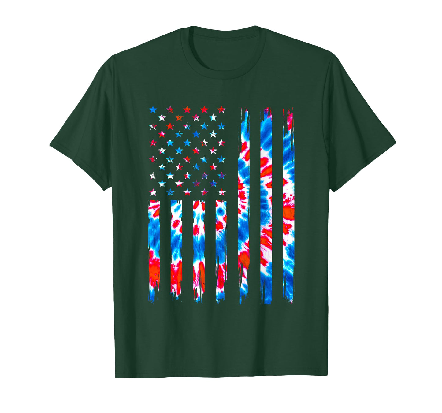 Tie Dye USA Flag Men Women Kids American Flag 4th Of July T-Shirt