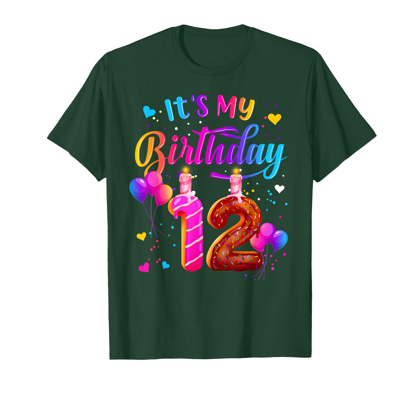 It's My 12th Birthday Doughnut Happy 12 Years Old Girl Kids T-Shirt