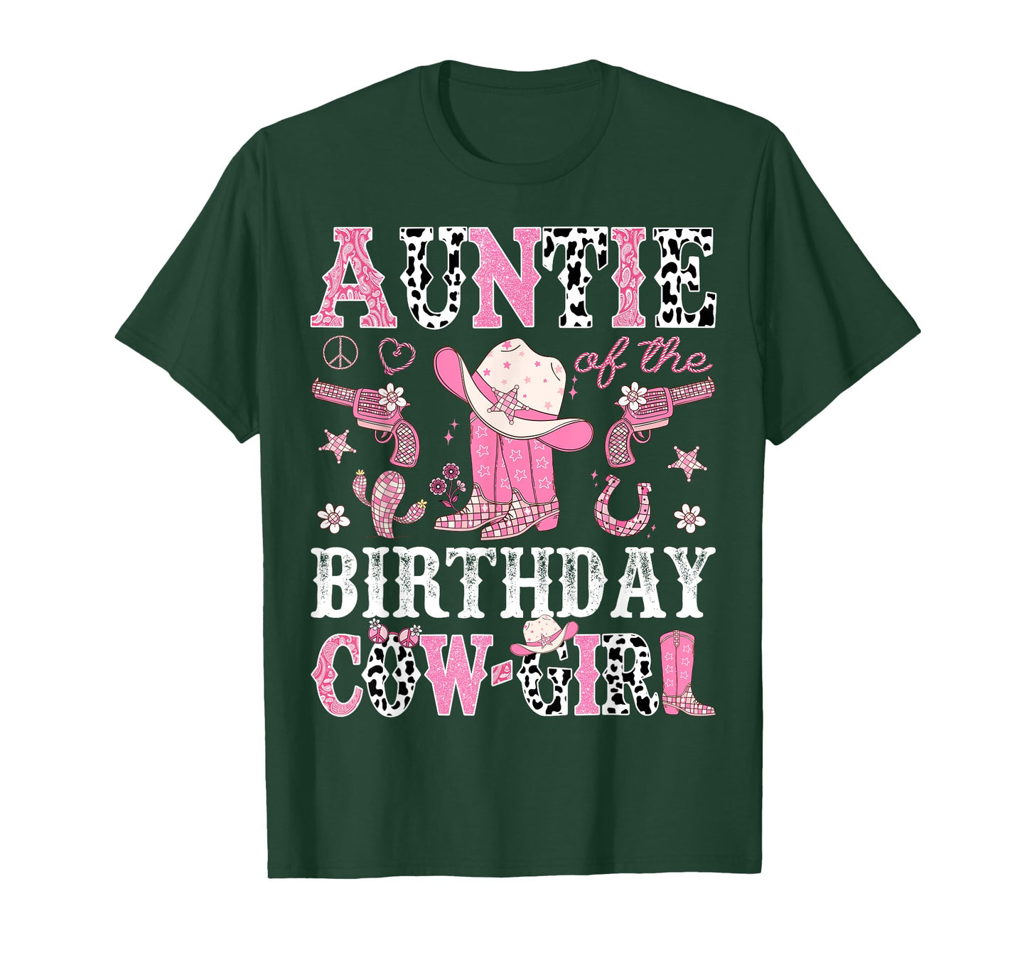Auntie Of The Birthday CowGirl Pink Disco Rodeo Western T-Shirt