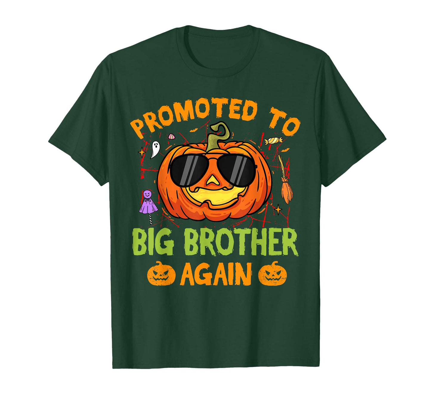 Promoted To Big Brother Again Halloween Pumpkin Family T-Shirt