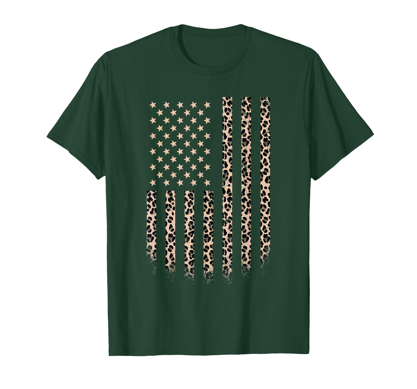 Leopard American flag Leopard Print 4th of july Animal Lover T-Shirt for Women Kids Men