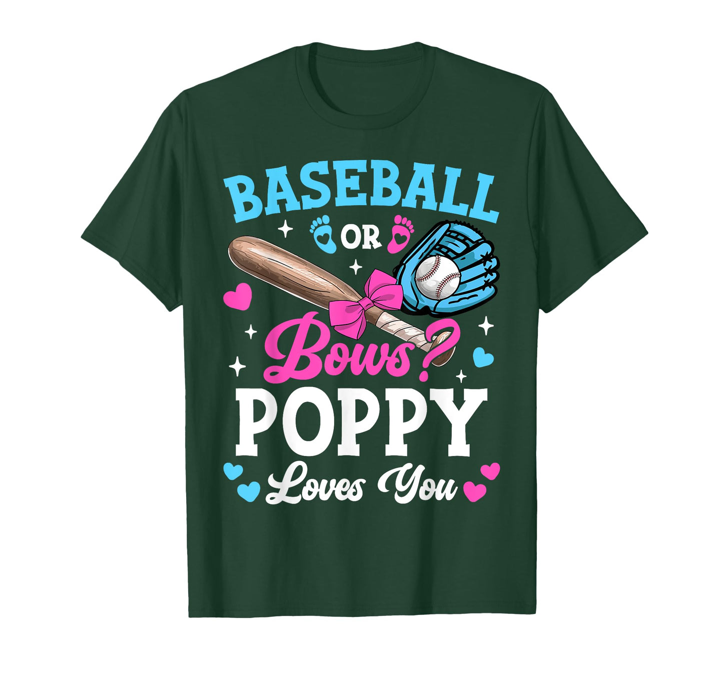 Baseball Or Bows Poppy Loves You Gender Reveal T-Shirt