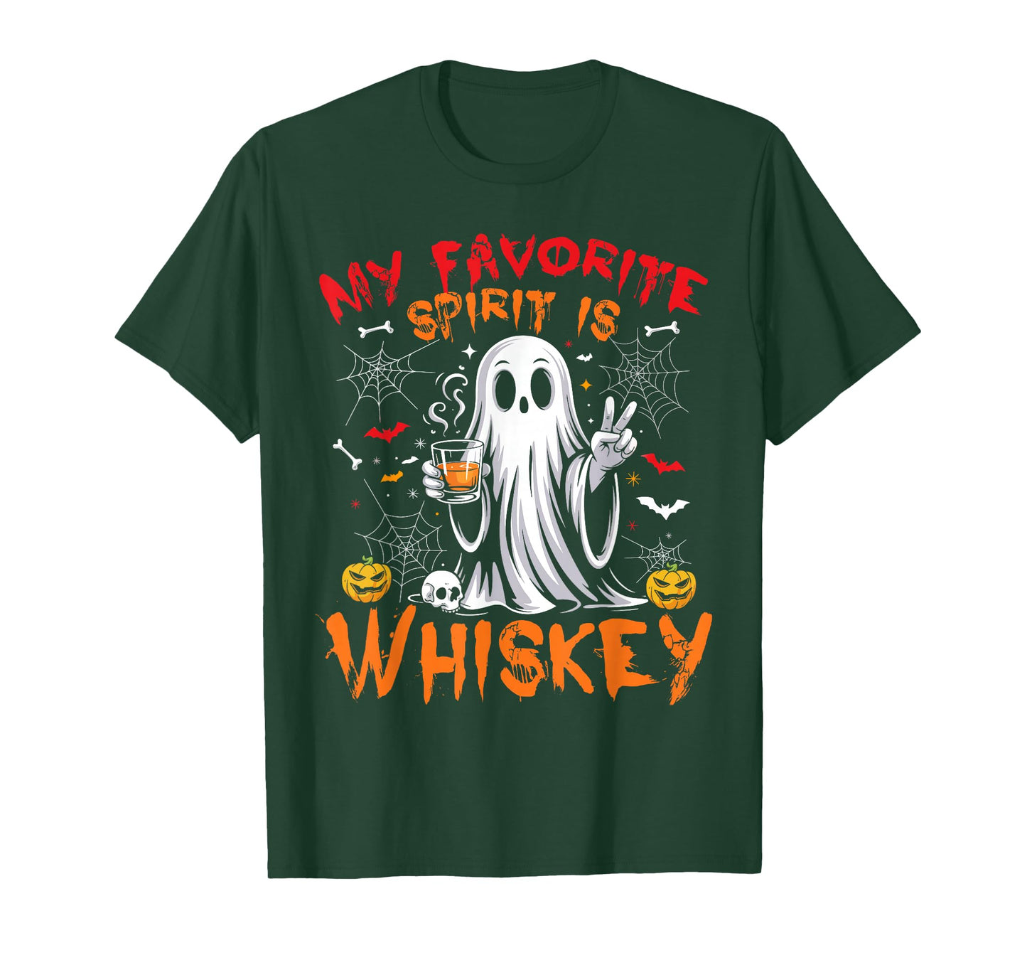 Funny Ghost Halloween My Favorite Spirit is Whiskey Men T-Shirt