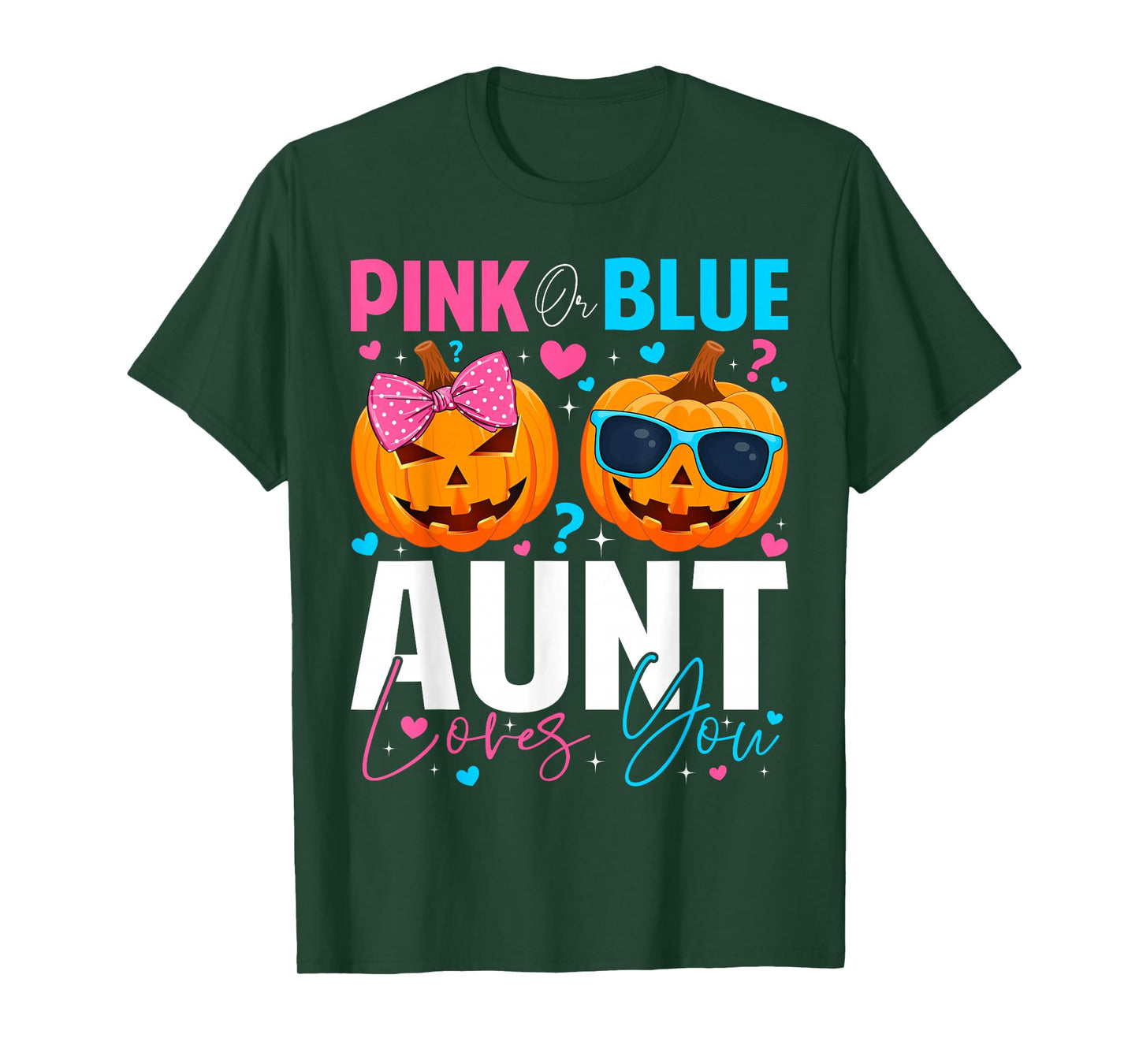 Pink Or Blue Aunt Loves You Pumpkin Halloween Gender Reveal T-Shirt