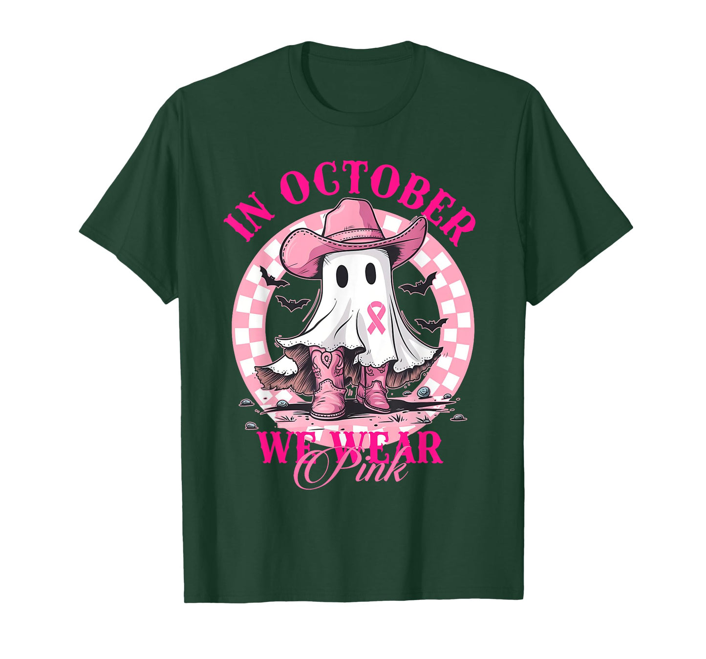 In October We Wear Pink Breast Cancer Awareness Halloween T-Shirt