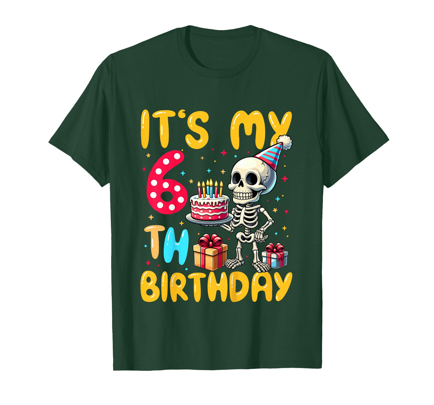 It's My 6th Birthday Halloween Skeleton 6 Years Old B-day T-Shirt