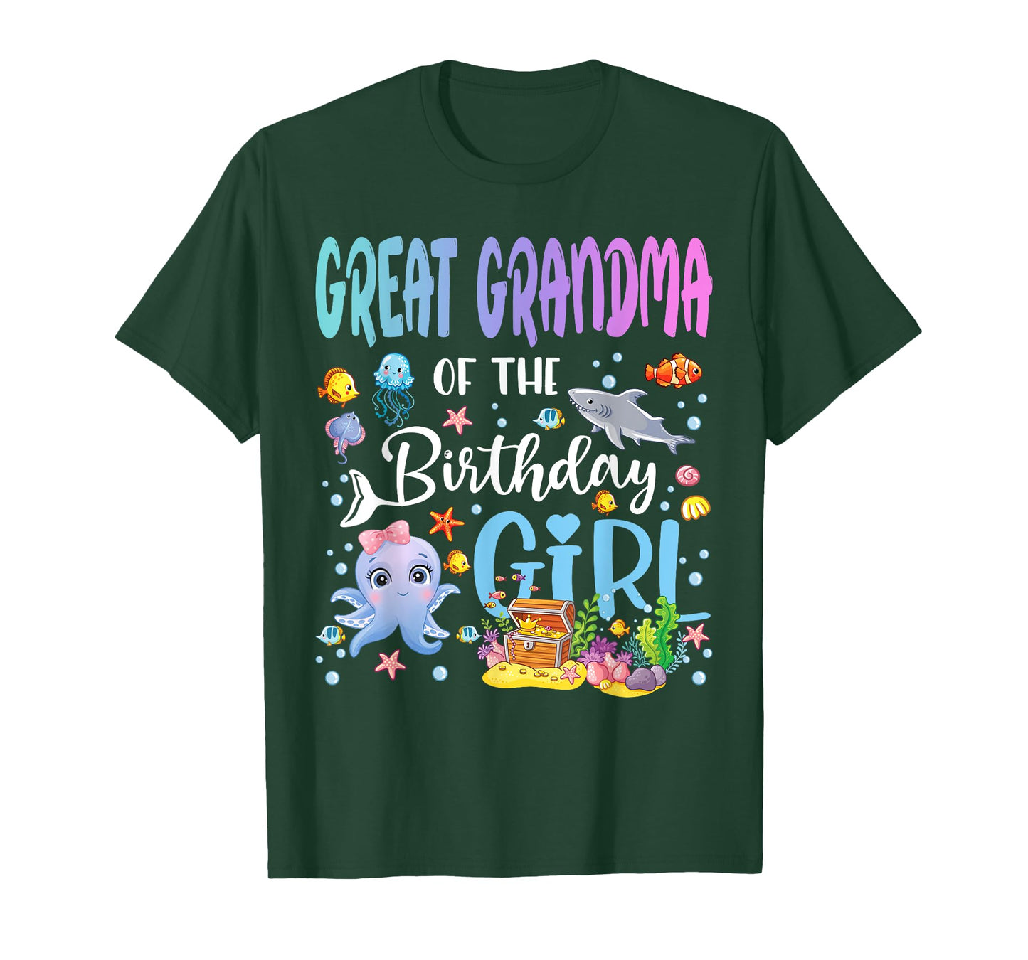 Great Grandma of The Birthday Girl Sea Fish Ocean Aquarium T-Shirt