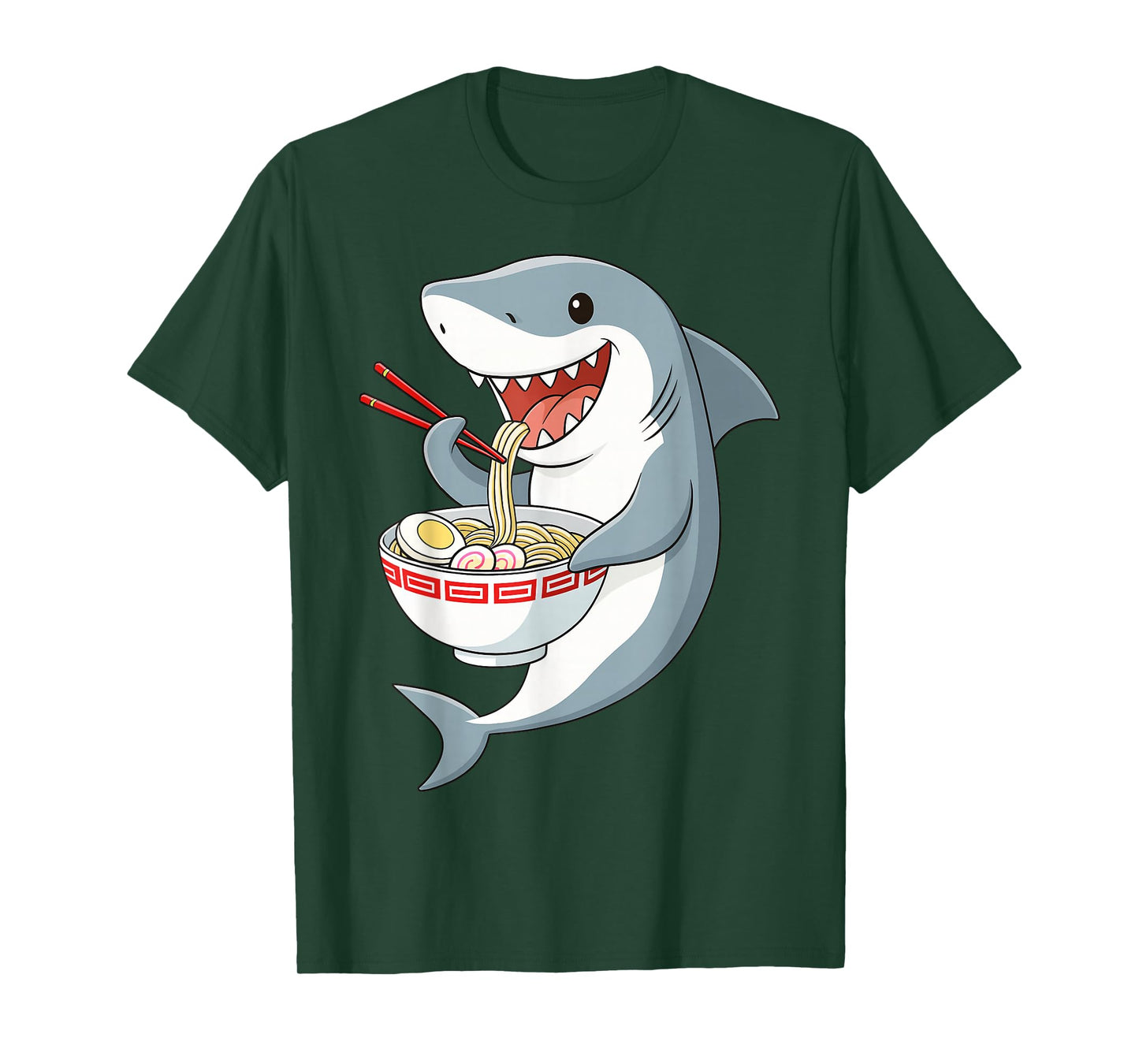 Anime Kawaii Shark Eating Ramen Noodle Gifts Men Women Kid T-Shirt