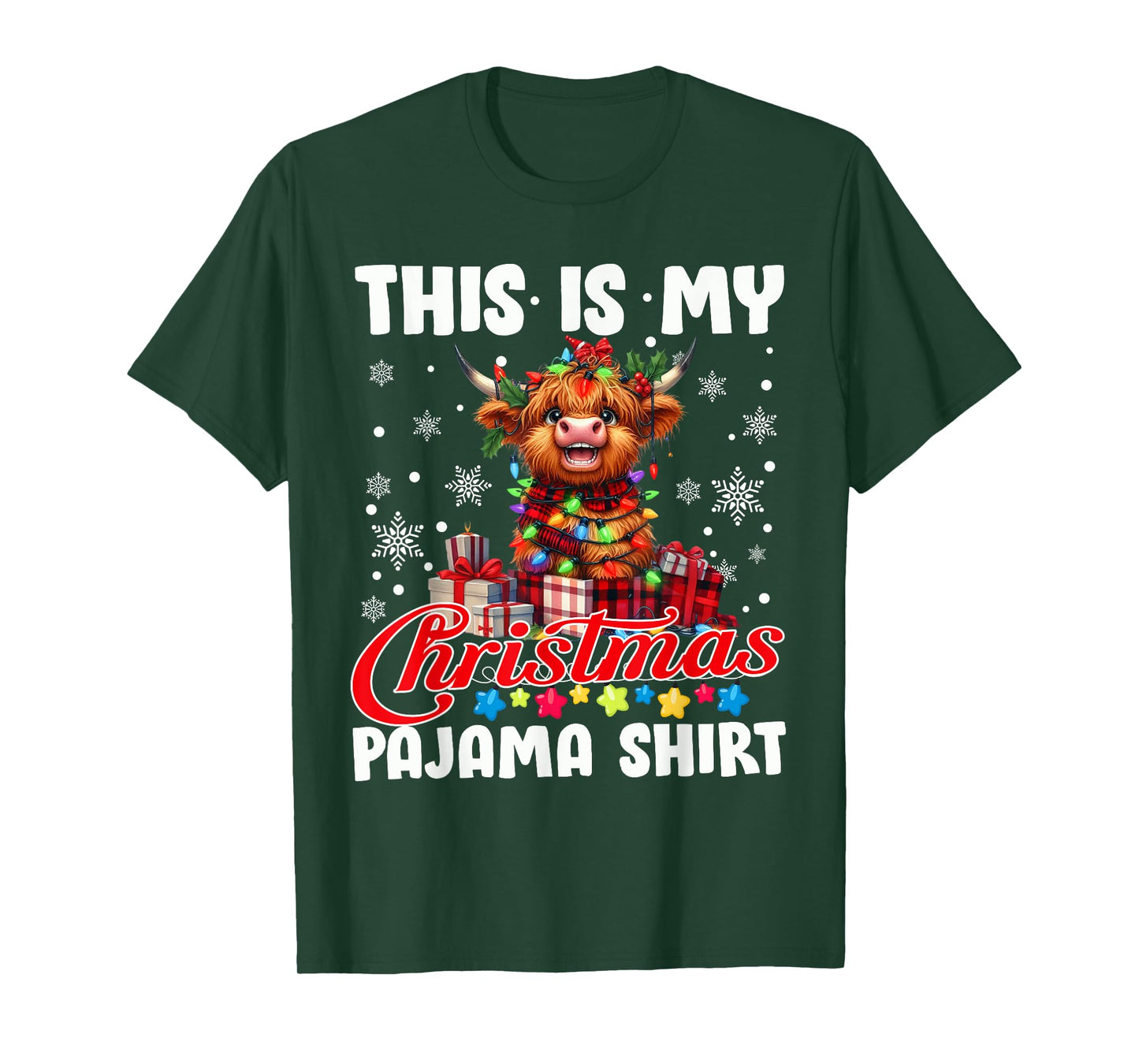 This Is My Christmas Pajama Santa Highland Cow Christmas T-Shirt