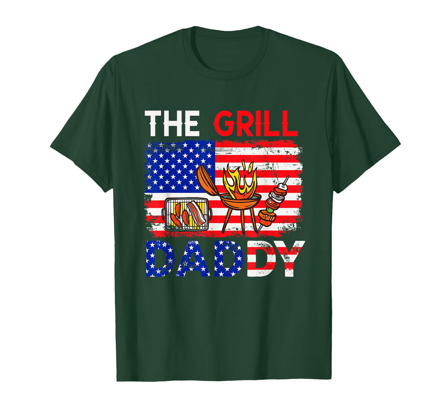 Vintage American Flag The Grill Dad Costume BBQ Grilling T-Shirt