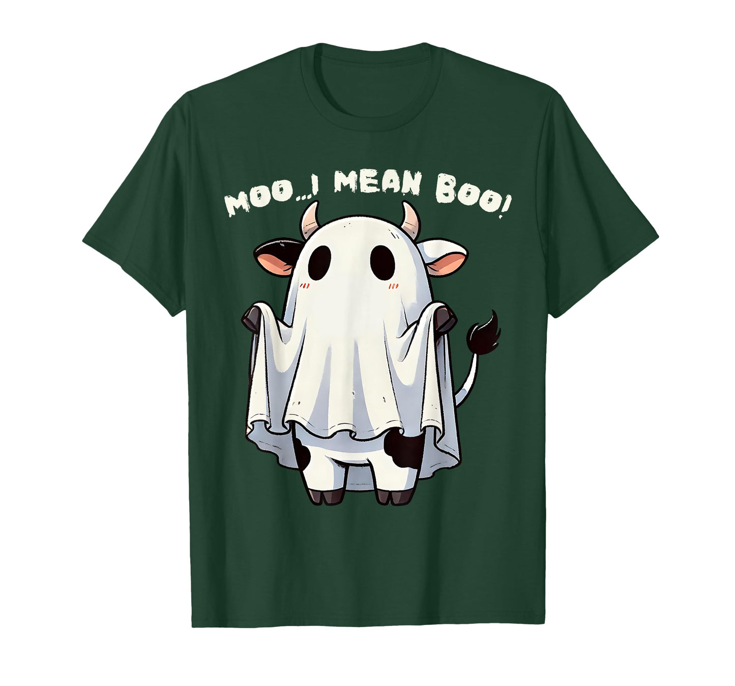 Moo I Mean Boo Funny Cow Ghost Halloween Costume T-Shirt