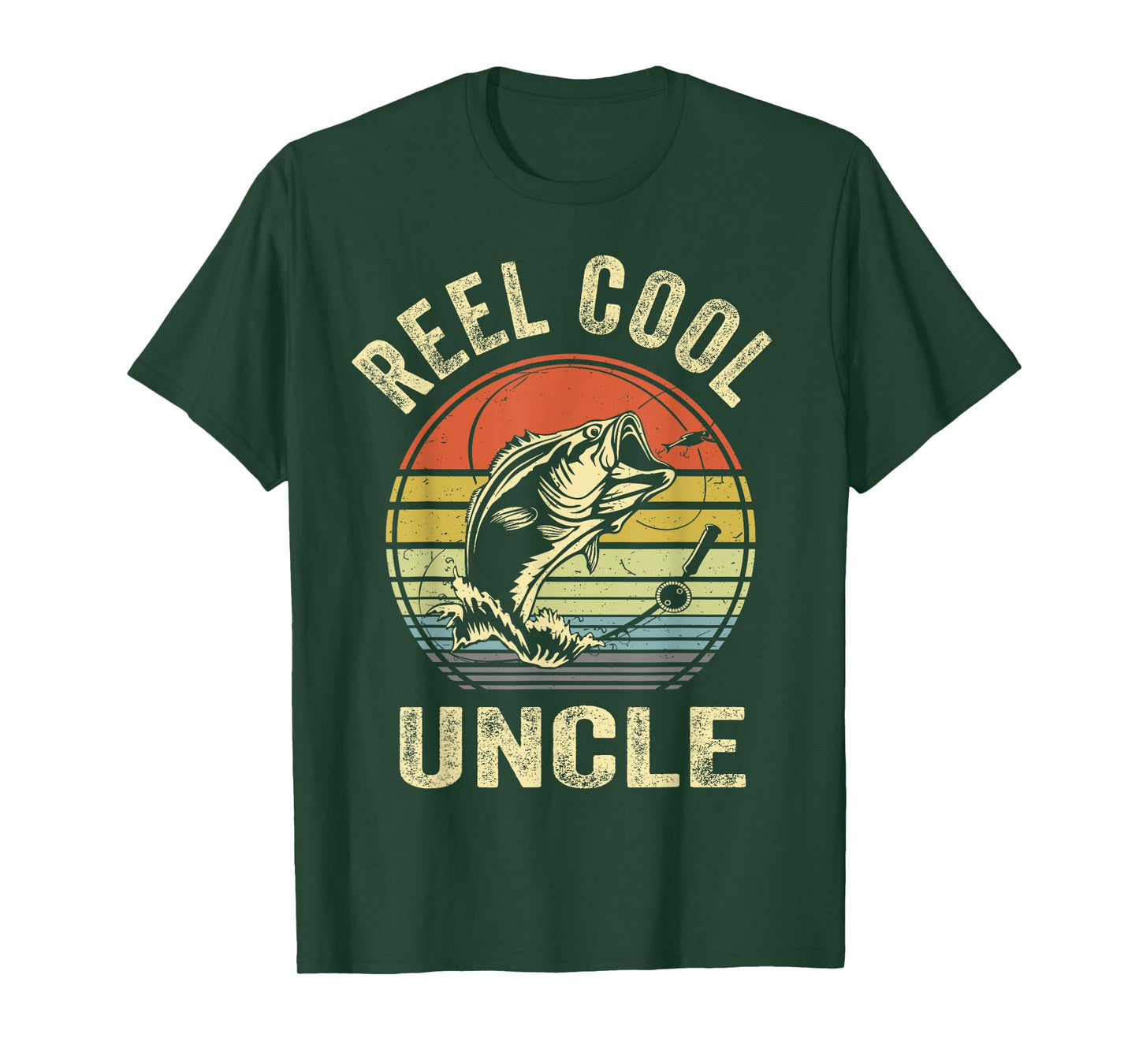 Fishing Reel Cool Uncle Bass Fish Funny Dad Graphic T-Shirt