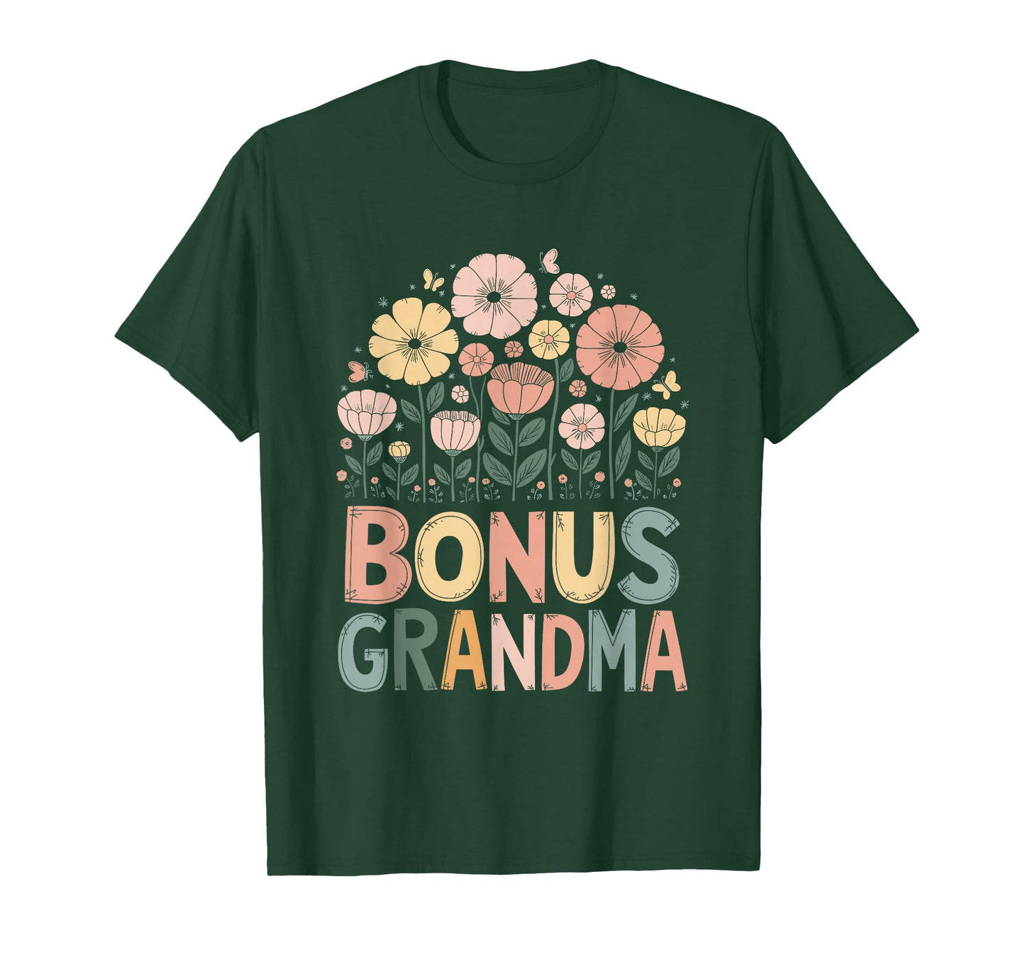Family Apparel & Accessories For Grandmas Bonus Grandma Floral Lightweight T-Shirt Black Small