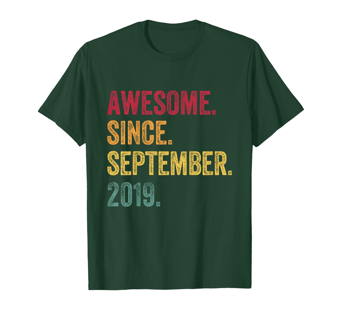 September - Awesome Since 2019-6th Birthday 6 Years Old T-Shirt