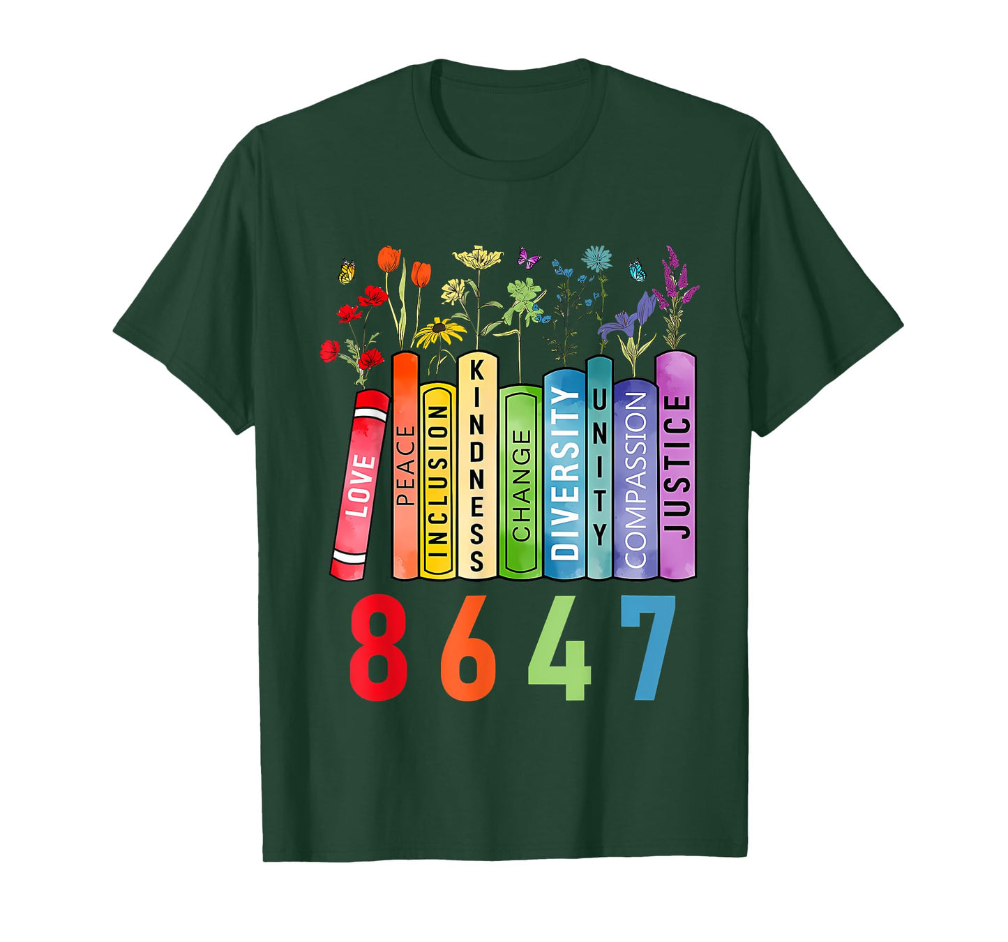 8647 Equal Rights Book Flower Trump Women Rights Feminist T-Shirt