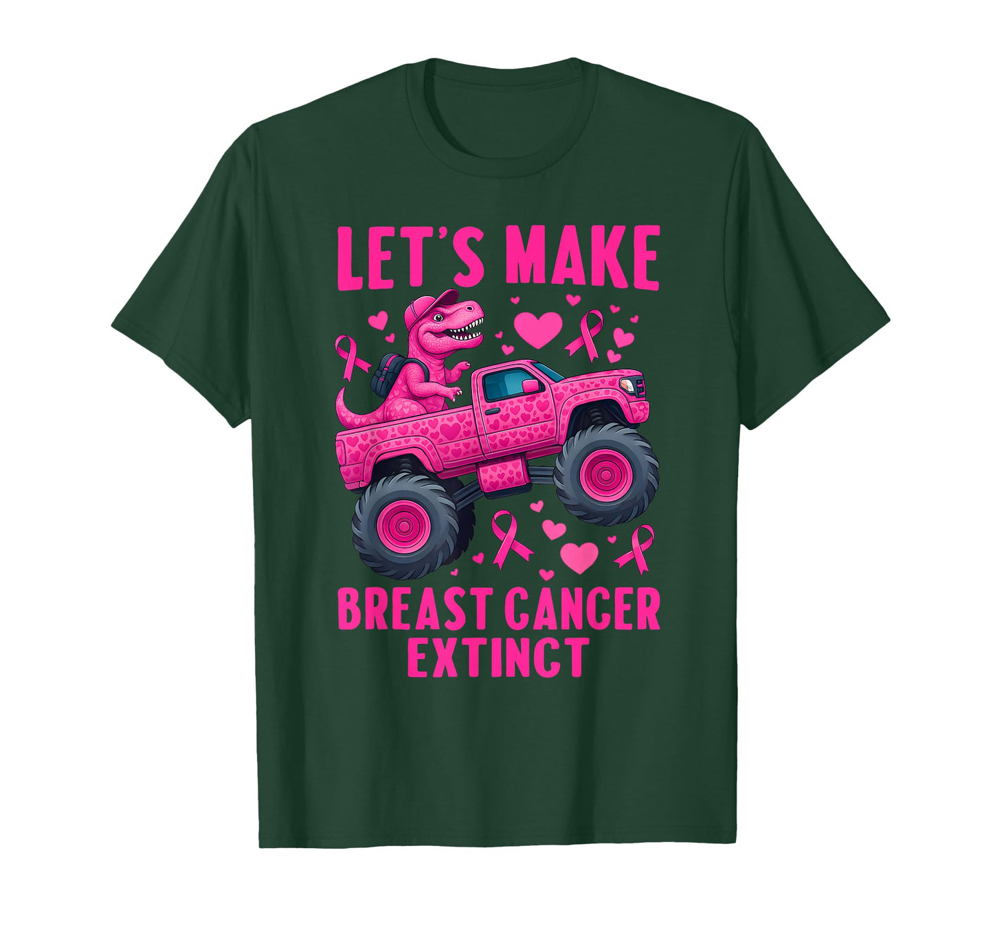 Lets Make Breast Cancer Extinct Pink Dinosaur Kids Boys Girl T-Shirt