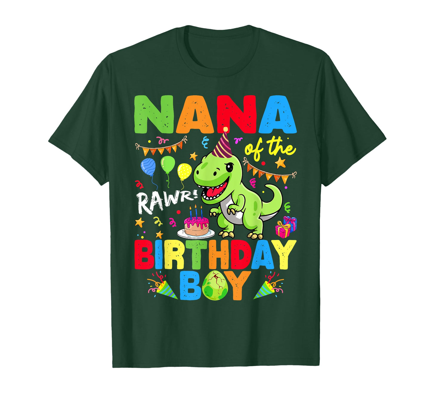 Nana Of The Birthday Boy Dinosaur T-Rex RAWR T-Shirt