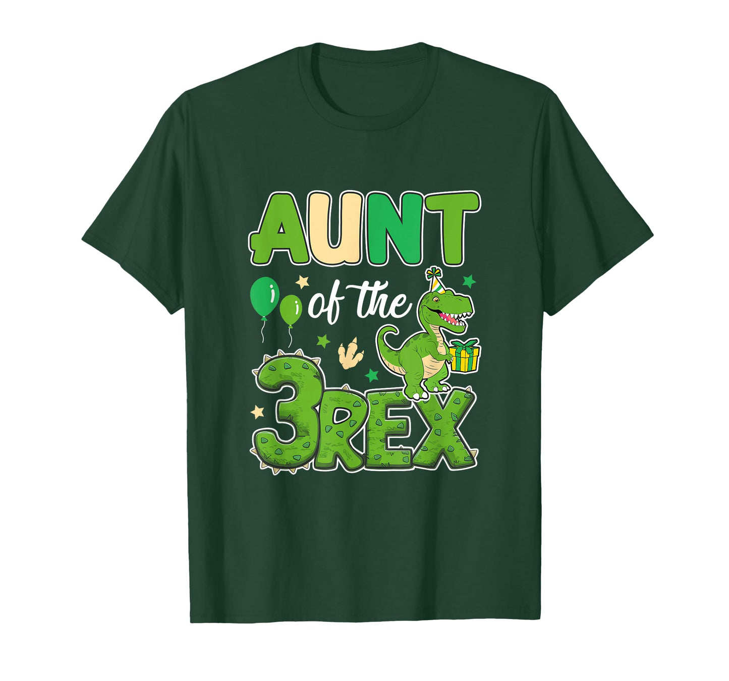 Aunt Of The Three Rex Birthday Dinosaur Family Matching T-Shirt