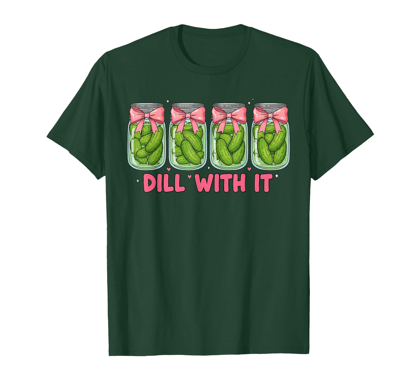 Dill with It Canned Pickle Coquette Bow Funny Pickle Lover T-Shirt