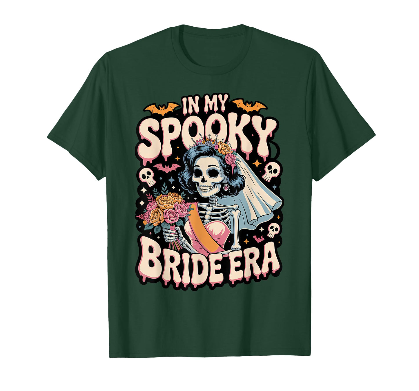in My Spooky Bride Era Halloween Skeleton Wedding Bride T-Shirt