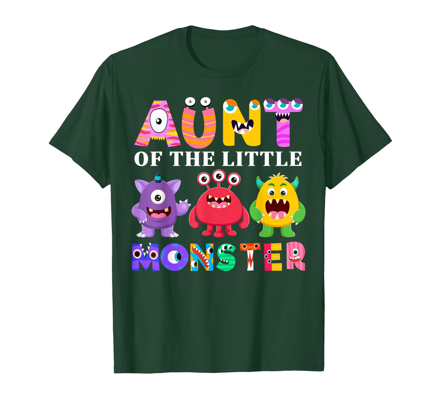Aunt Of The Little Monster Birthday Party Family Monster T-Shirt