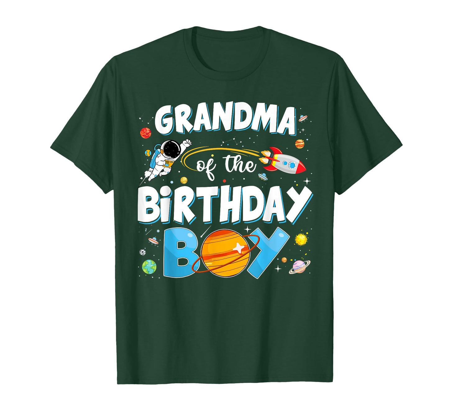 Funny Grandma Of The Birthday Boy Astronaut Space Planet T-Shirt