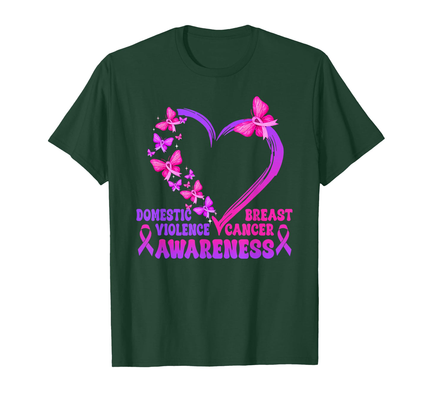 Breast Cancer and Domestic Violence Awareness Heart T-Shirt