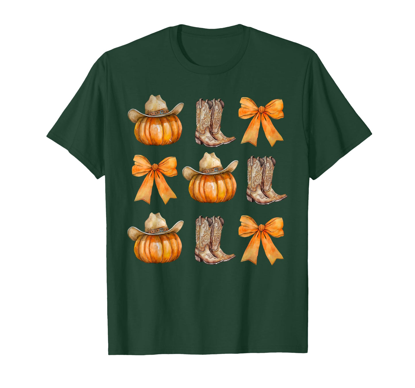 Coquette Bow Cowboy Western Pumpkin Autumn Fall Y'all Leaves T-Shirt