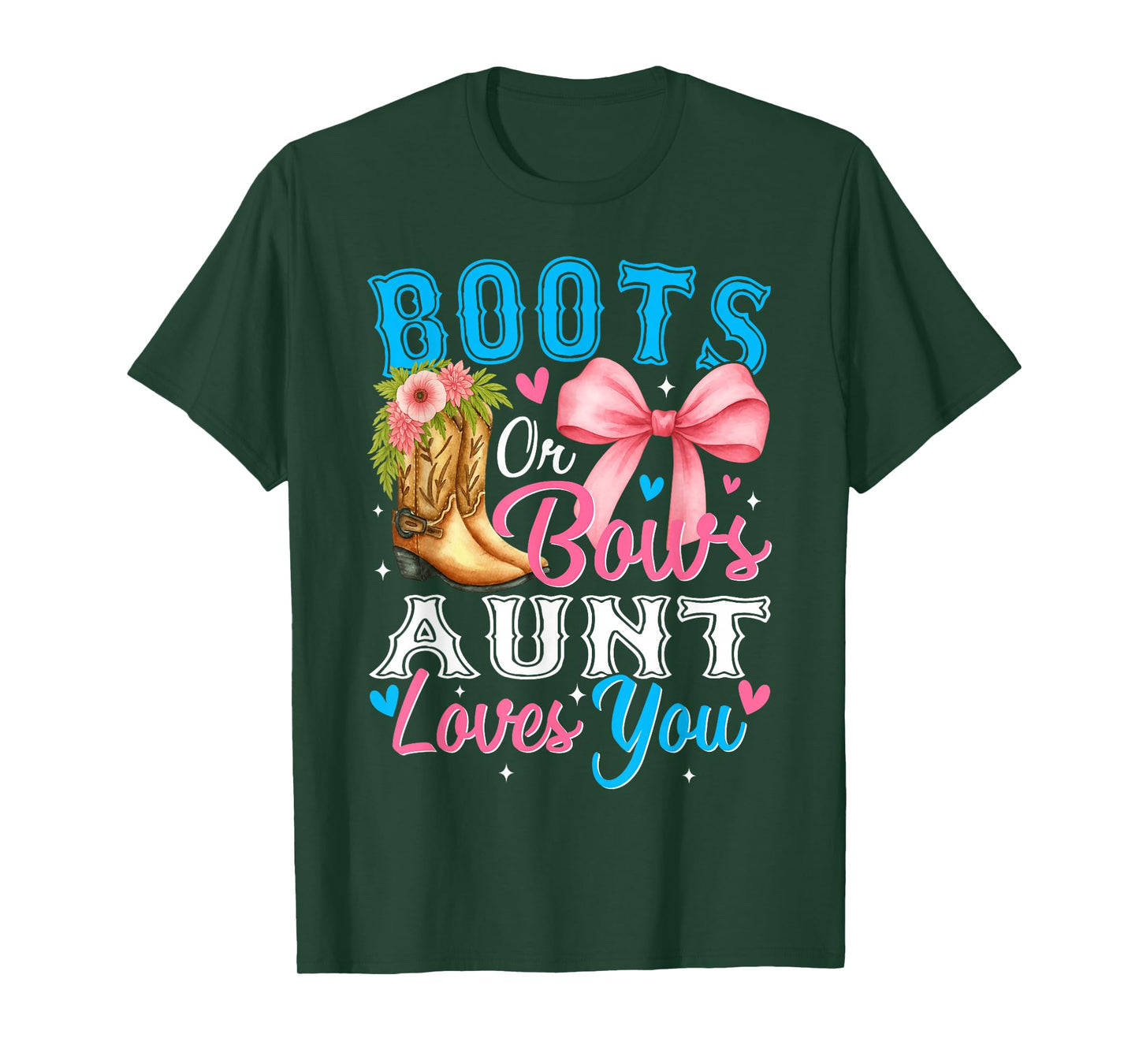 Boots or Bows Aunt Loves You Gender Reveal Family T-Shirt