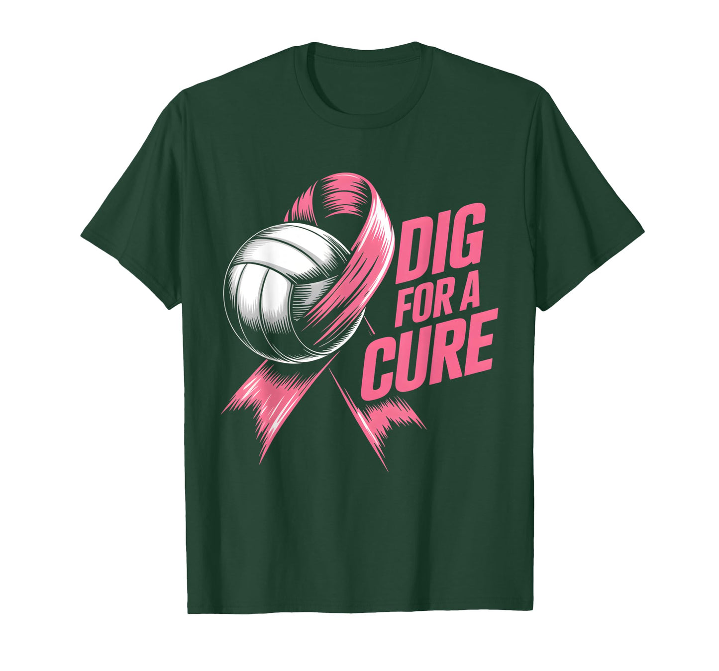 Dig For Cure Ribbon Volleyball Breast Cancer Awareness Pink T-Shirt
