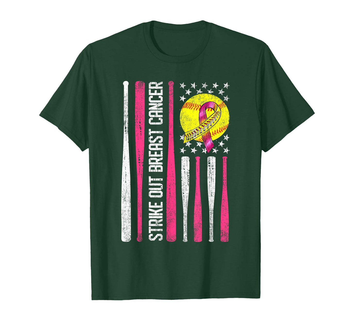 Strike Out Breast Cancer Softball Fight Awareness Men Womens T-Shirt