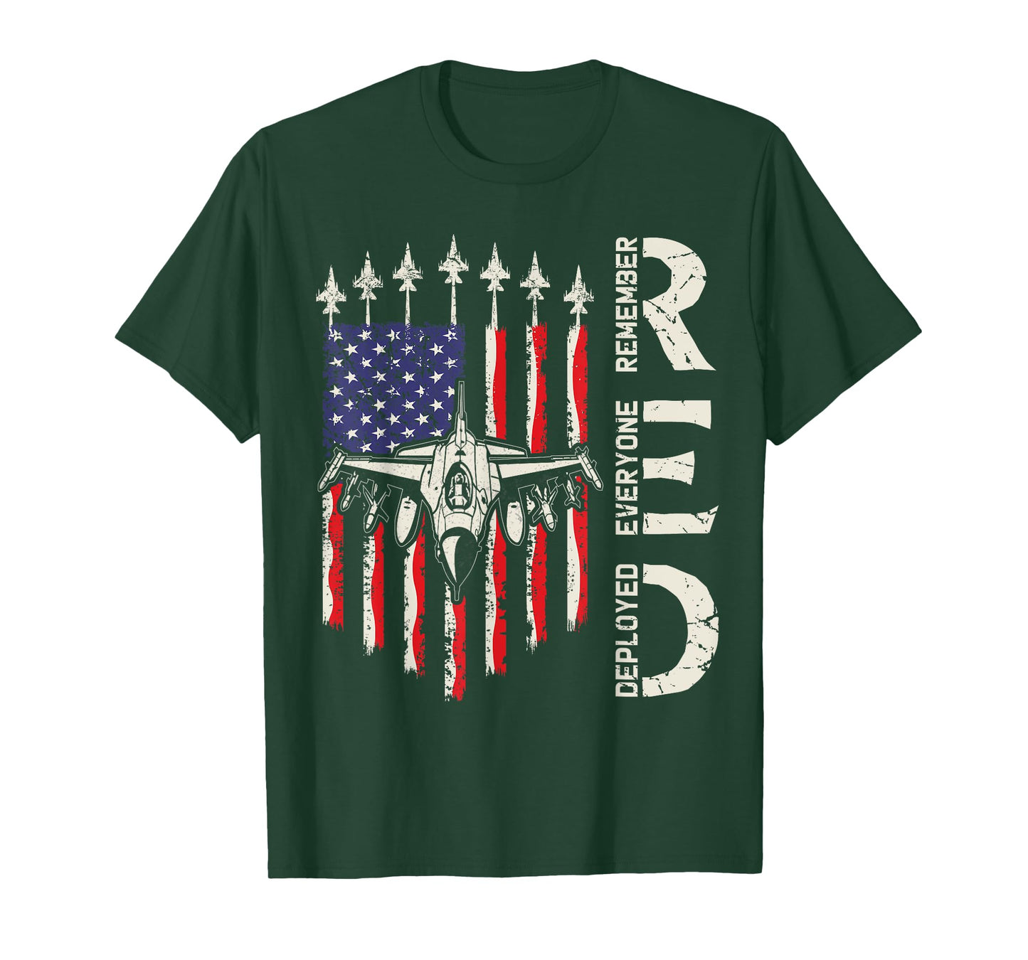 RED Friday Remember Everyone Deployed Fighter Jet USA Flag T-Shirt