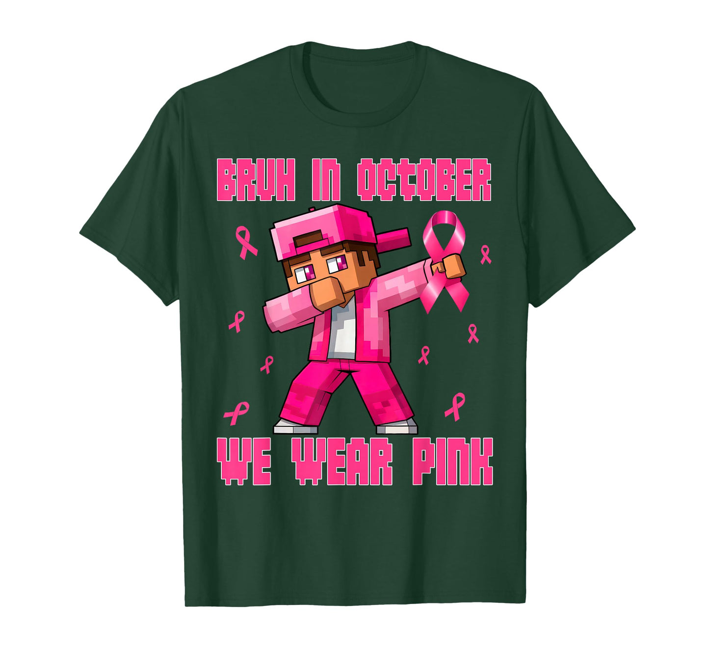 Breast Cancer Awareness Boys Bruh in October We Wear Pink T-Shirt