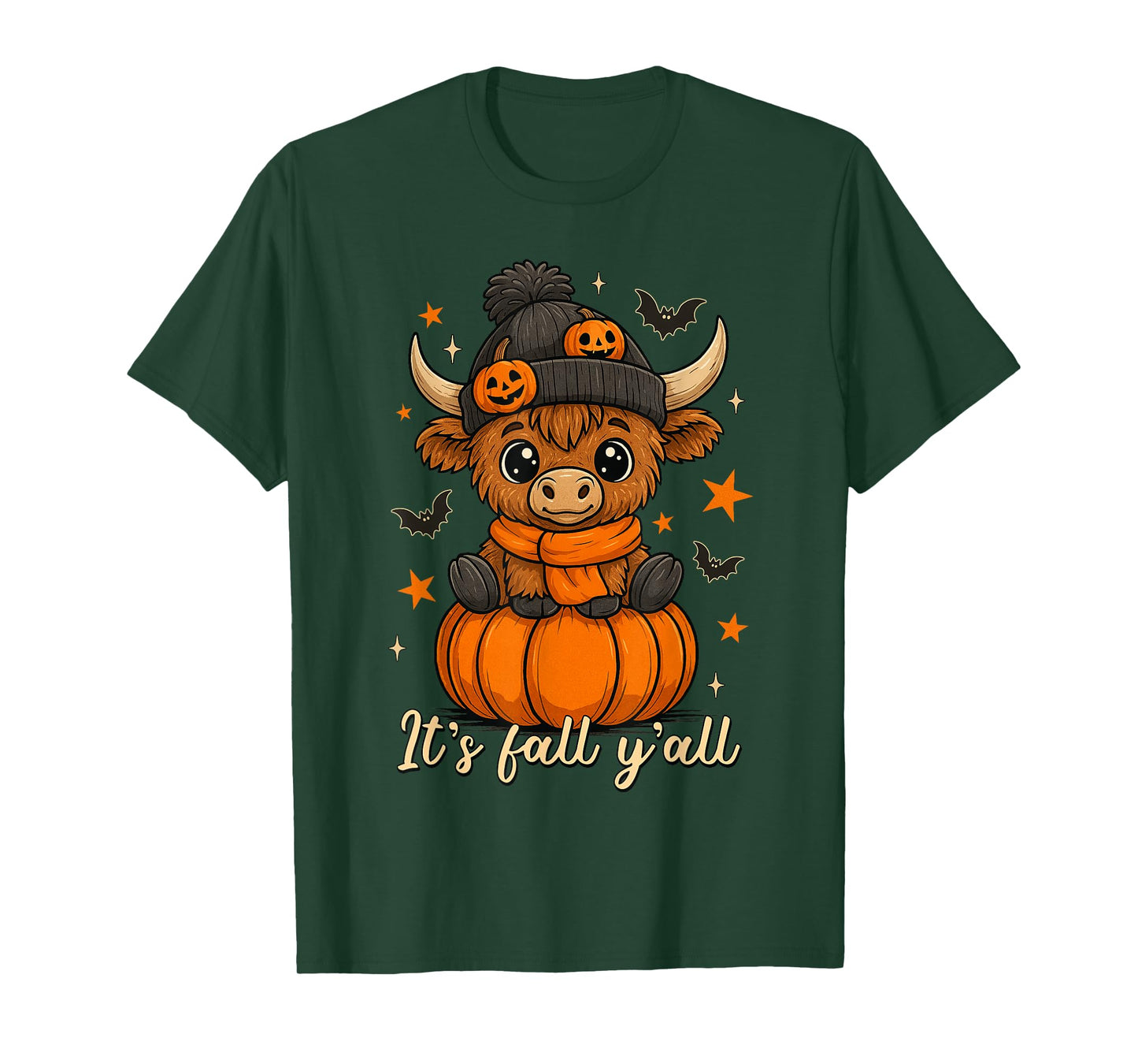 It's Fall Y'all Highland Cow Pumpkin Fall Cow Thanksgiving T-Shirt