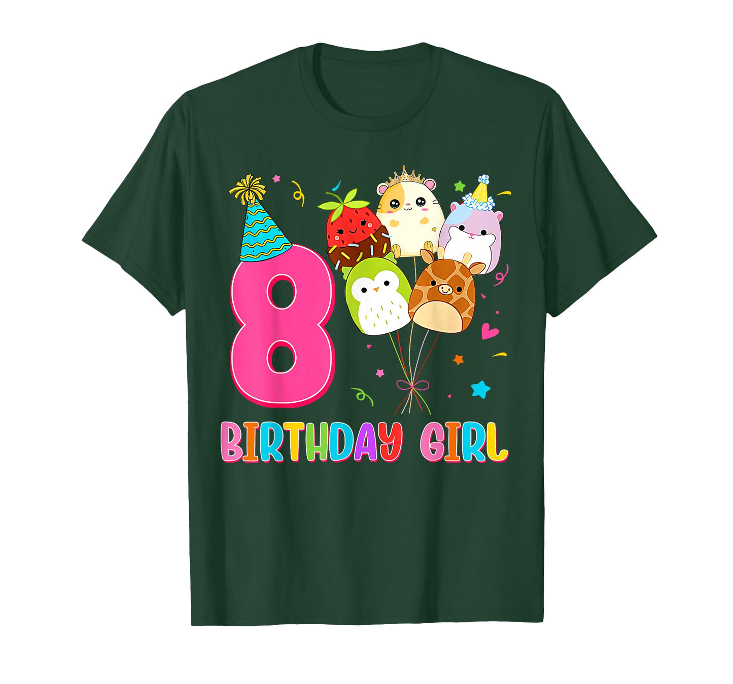 Birthday Girl Squish Squad 8 Years Old Cute 8th Birthday T-Shirt
