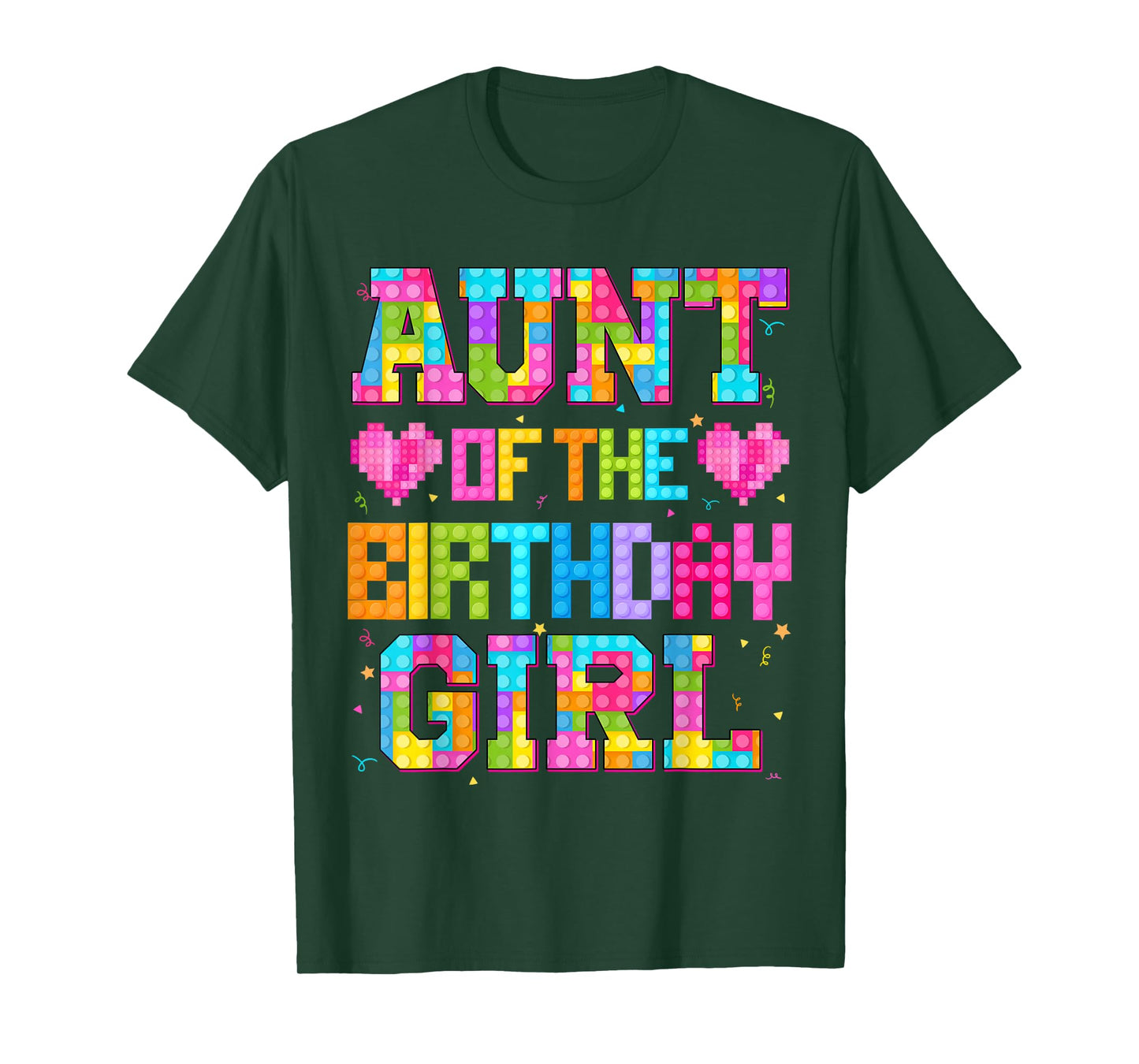 Aunt Of The Birthday Girl Build Brick Family Matching T-Shirt