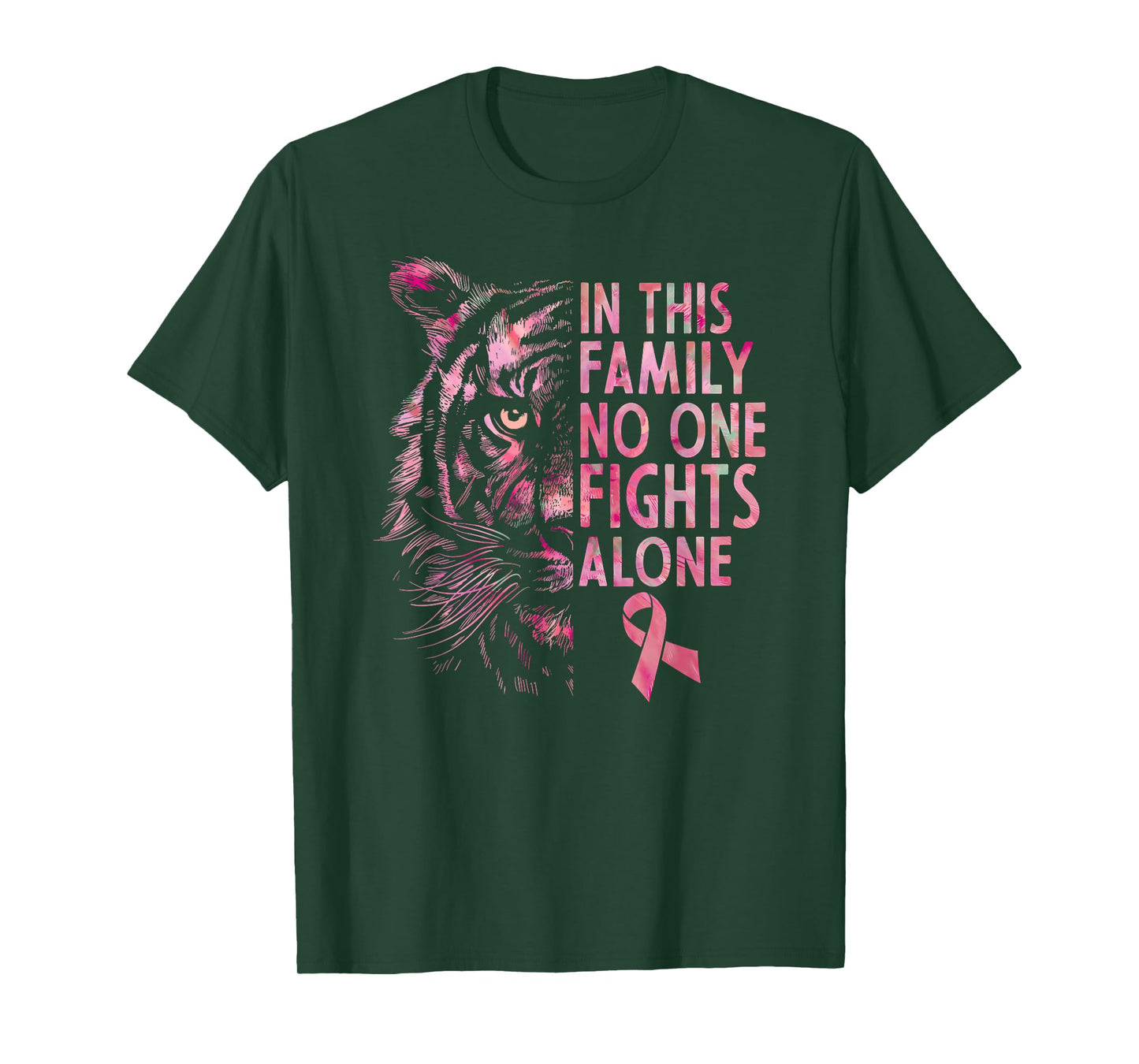 Breast Cancer Awareness 2024 Tiger Family Matching Ribbon T-Shirt