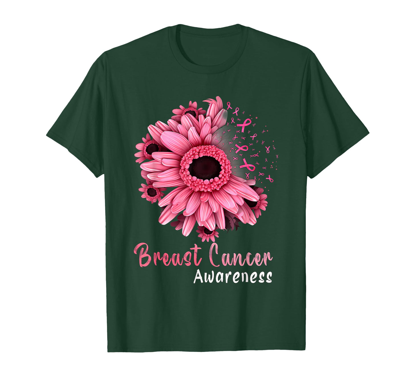 Pink Ribbon Sunflower Breast Cancer Awareness Women Kids T-Shirt