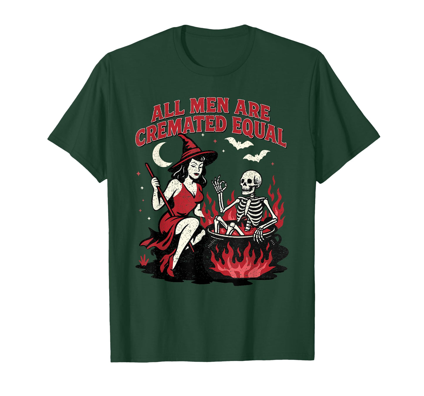 Funny Witch All Men Are Cremated Equal Feminist Halloween T-Shirt